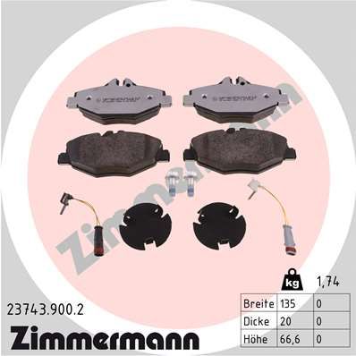 ZIMMERMANN Комплект тормозных колодок, дисковый тормоз 23743.900.2