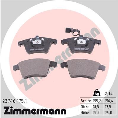 ZIMMERMANN Комплект тормозных колодок, дисковый тормоз 23746.175.1