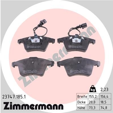 ZIMMERMANN Комплект тормозных колодок, дисковый тормоз 23747.185.1