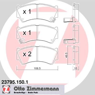 ZIMMERMANN Комплект тормозных колодок, дисковый тормоз 23795.150.1
