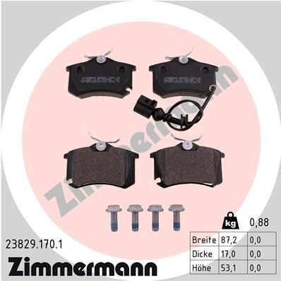 ZIMMERMANN Комплект тормозных колодок, дисковый тормоз 23829.170.1