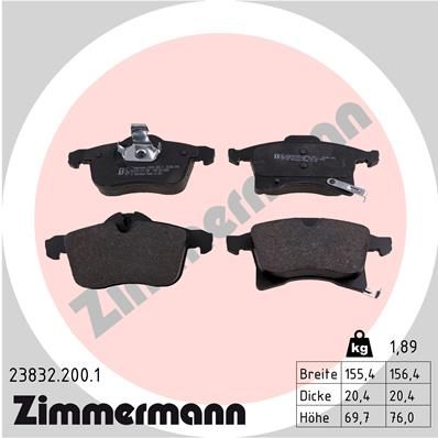 ZIMMERMANN Комплект тормозных колодок, дисковый тормоз 23832.200.1