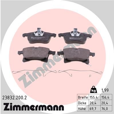 ZIMMERMANN Комплект тормозных колодок, дисковый тормоз 23832.200.2