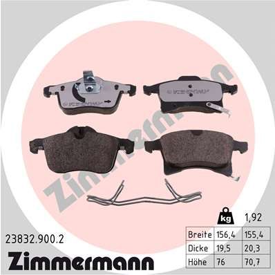 ZIMMERMANN Комплект тормозных колодок, дисковый тормоз 23832.900.2