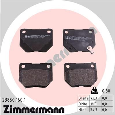 ZIMMERMANN Комплект тормозных колодок, дисковый тормоз 23850.160.1