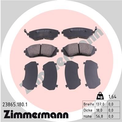 ZIMMERMANN Комплект тормозных колодок, дисковый тормоз 23865.180.1