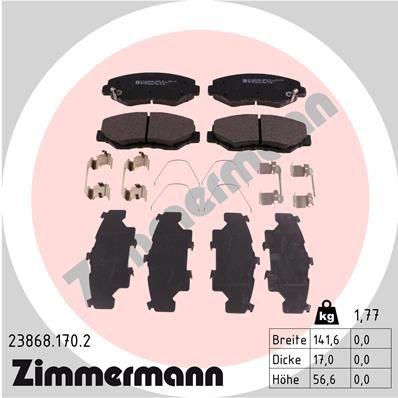 ZIMMERMANN Комплект тормозных колодок, дисковый тормоз 23868.170.2