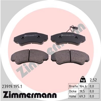 ZIMMERMANN Комплект тормозных колодок, дисковый тормоз 23919.195.1