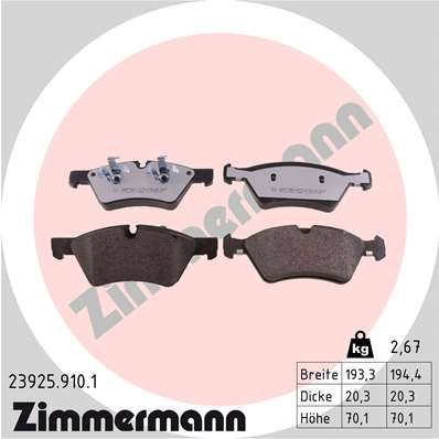 ZIMMERMANN Комплект тормозных колодок, дисковый тормоз 23925.910.1