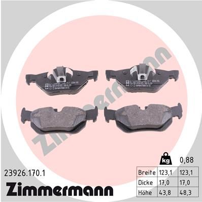 ZIMMERMANN Комплект тормозных колодок, дисковый тормоз 23926.170.1