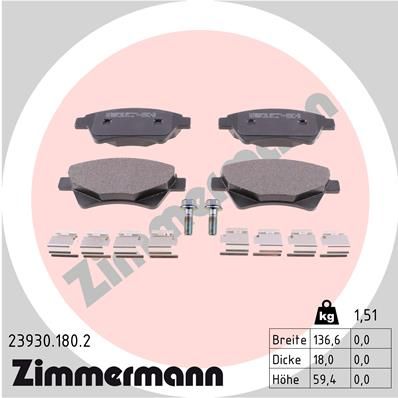 ZIMMERMANN Комплект тормозных колодок, дисковый тормоз 23930.180.2
