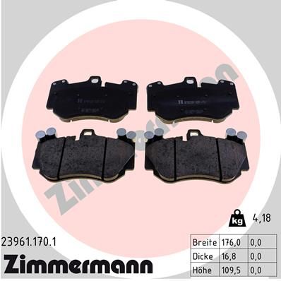ZIMMERMANN Комплект тормозных колодок, дисковый тормоз 23961.170.1