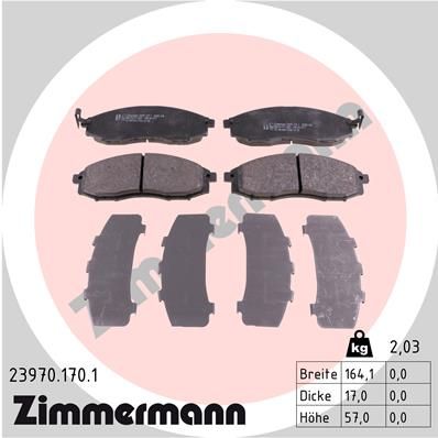 ZIMMERMANN Комплект тормозных колодок, дисковый тормоз 23970.170.1
