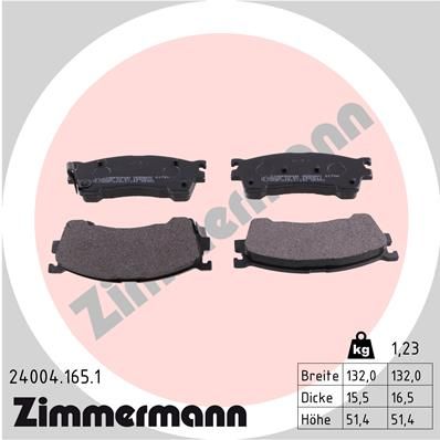 ZIMMERMANN Комплект тормозных колодок, дисковый тормоз 24004.165.1