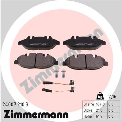 ZIMMERMANN Комплект тормозных колодок, дисковый тормоз 24007.210.3