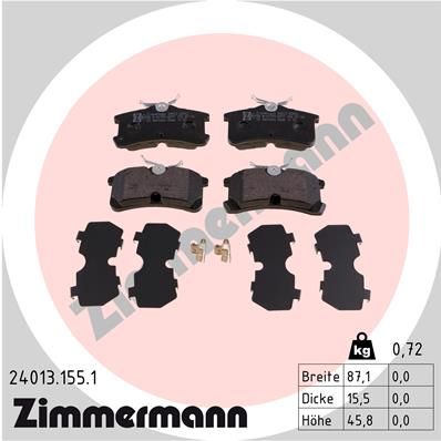 ZIMMERMANN Комплект тормозных колодок, дисковый тормоз 24013.155.1