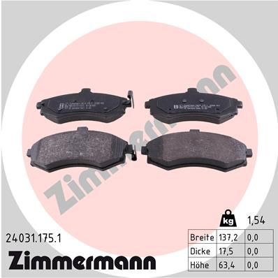 ZIMMERMANN Комплект тормозных колодок, дисковый тормоз 24031.175.1