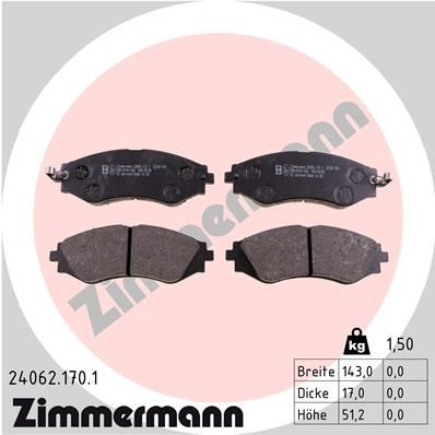 ZIMMERMANN Комплект тормозных колодок, дисковый тормоз 24062.170.1