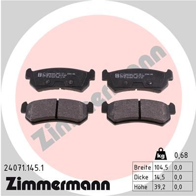 ZIMMERMANN Комплект тормозных колодок, дисковый тормоз 24071.145.1