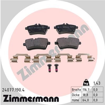 ZIMMERMANN Комплект тормозных колодок, дисковый тормоз 24077.190.4