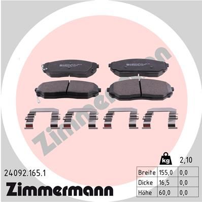 ZIMMERMANN Комплект тормозных колодок, дисковый тормоз 24092.165.1