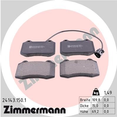 ZIMMERMANN Комплект тормозных колодок, дисковый тормоз 24143.150.1