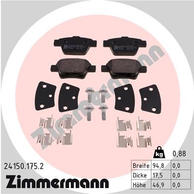 ZIMMERMANN Piduriklotsi komplekt,ketaspidur 24150.175.2