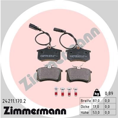 ZIMMERMANN Комплект тормозных колодок, дисковый тормоз 24211.170.2