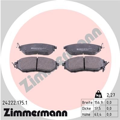 ZIMMERMANN Комплект тормозных колодок, дисковый тормоз 24222.175.1
