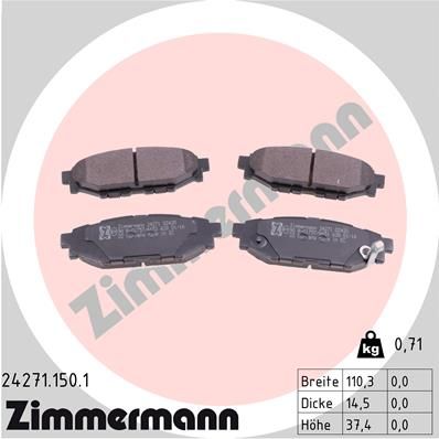 ZIMMERMANN Комплект тормозных колодок, дисковый тормоз 24271.150.1