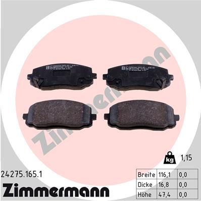 ZIMMERMANN Комплект тормозных колодок, дисковый тормоз 24275.165.1