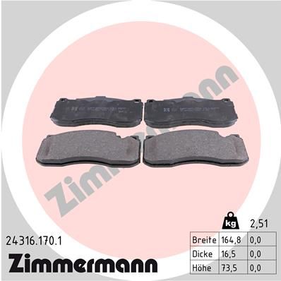 ZIMMERMANN Комплект тормозных колодок, дисковый тормоз 24316.170.1