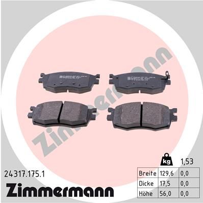 ZIMMERMANN Комплект тормозных колодок, дисковый тормоз 24317.175.1