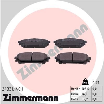 ZIMMERMANN Комплект тормозных колодок, дисковый тормоз 24331.140.1