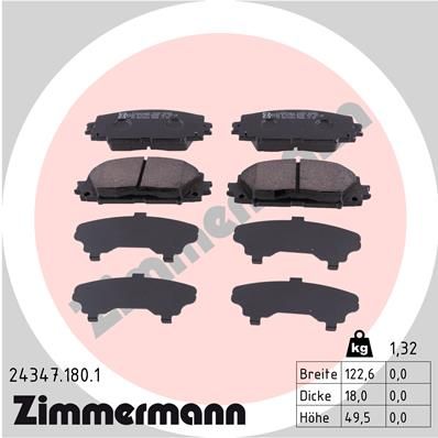ZIMMERMANN Комплект тормозных колодок, дисковый тормоз 24347.180.1