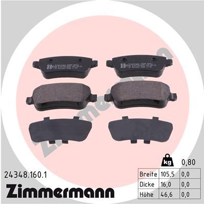 ZIMMERMANN Комплект тормозных колодок, дисковый тормоз 24348.160.1