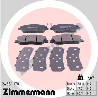 ZIMMERMANN Комплект тормозных колодок, дисковый тормоз 24351.170.1