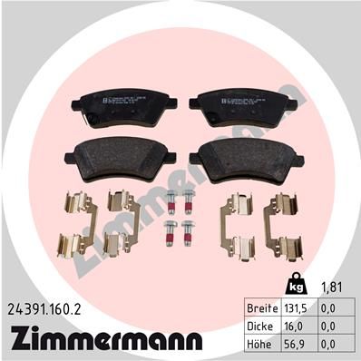 ZIMMERMANN Комплект тормозных колодок, дисковый тормоз 24391.160.2