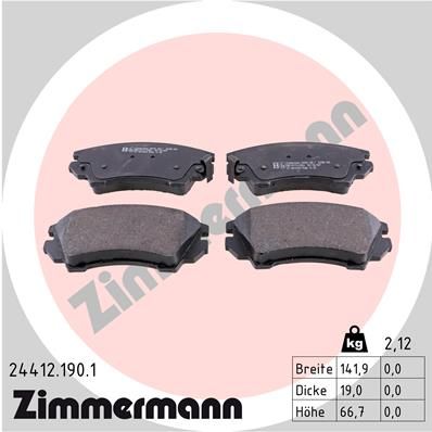 ZIMMERMANN Комплект тормозных колодок, дисковый тормоз 24412.190.1