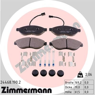 ZIMMERMANN Комплект тормозных колодок, дисковый тормоз 24468.190.2