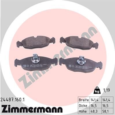 ZIMMERMANN Комплект тормозных колодок, дисковый тормоз 24487.160.1