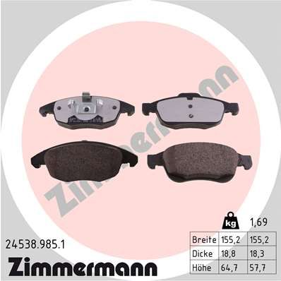 ZIMMERMANN Piduriklotsi komplekt,ketaspidur 24538.985.1