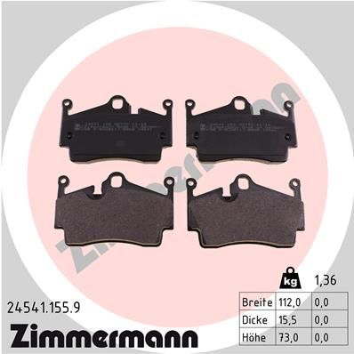 ZIMMERMANN Комплект тормозных колодок, дисковый тормоз 24541.155.9