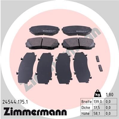 ZIMMERMANN Комплект тормозных колодок, дисковый тормоз 24544.175.1