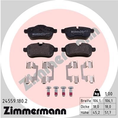 ZIMMERMANN Комплект тормозных колодок, дисковый тормоз 24559.180.2