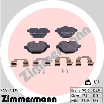 ZIMMERMANN Комплект тормозных колодок, дисковый тормоз 24561.175.2