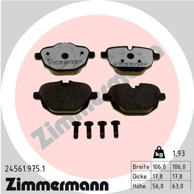 ZIMMERMANN Комплект тормозных колодок, дисковый тормоз 24561.975.1