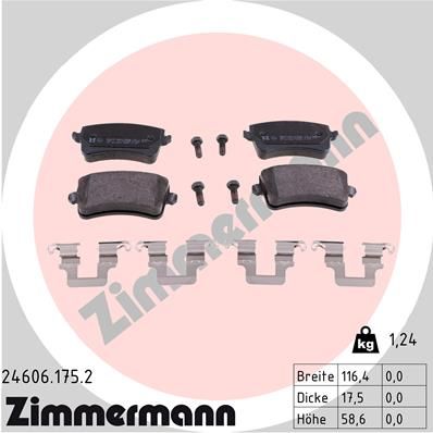 ZIMMERMANN Комплект тормозных колодок, дисковый тормоз 24606.175.2