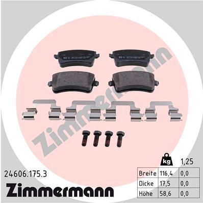 ZIMMERMANN Комплект тормозных колодок, дисковый тормоз 24606.175.3