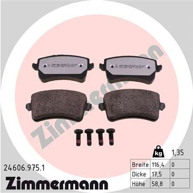 ZIMMERMANN Комплект тормозных колодок, дисковый тормоз 24606.975.1
